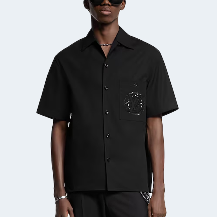 루이비통 엠브로이더드 쇼트 슬리브드 코튼 셔츠