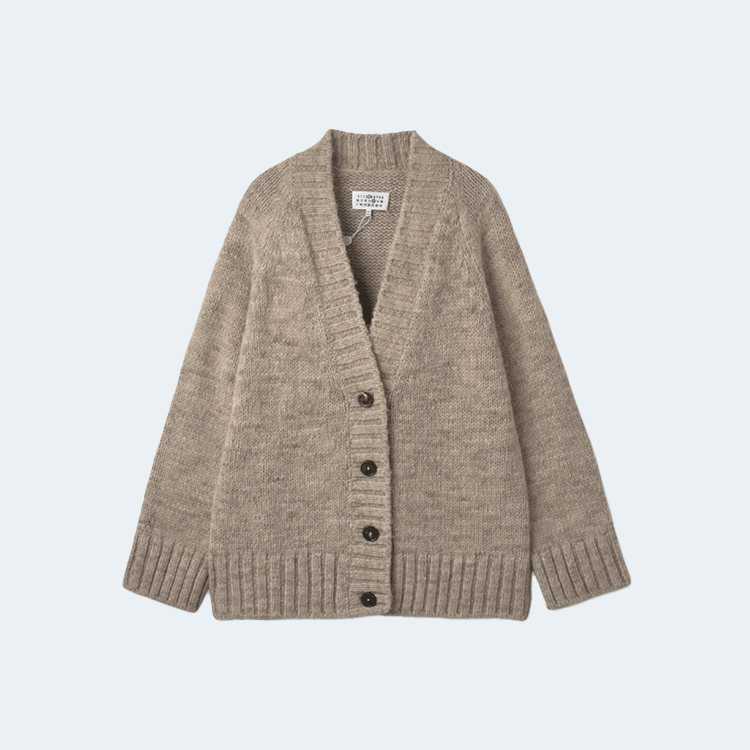 메종 마르지엘라 보타니컬 다이 브이넥 니트 가디건 코르테차