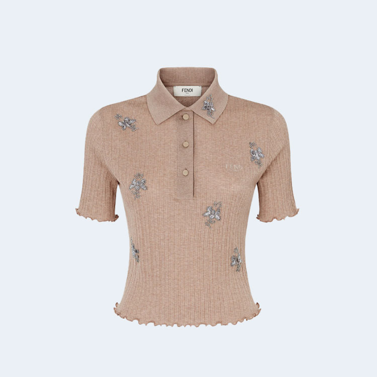펜디 코튼 브라운 폴로 셔츠 여성