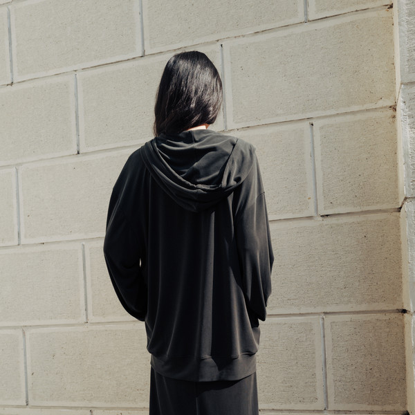 [MONOHA] / ☆ 25SS Flowy jersey hoodie zip-up / 2 colors Flowy jersey hoodie zip-up (white / dark gray) : MONOHA