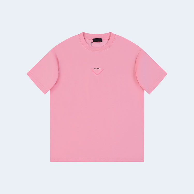 프라다 유니 삼각로고 티셔츠 핑크