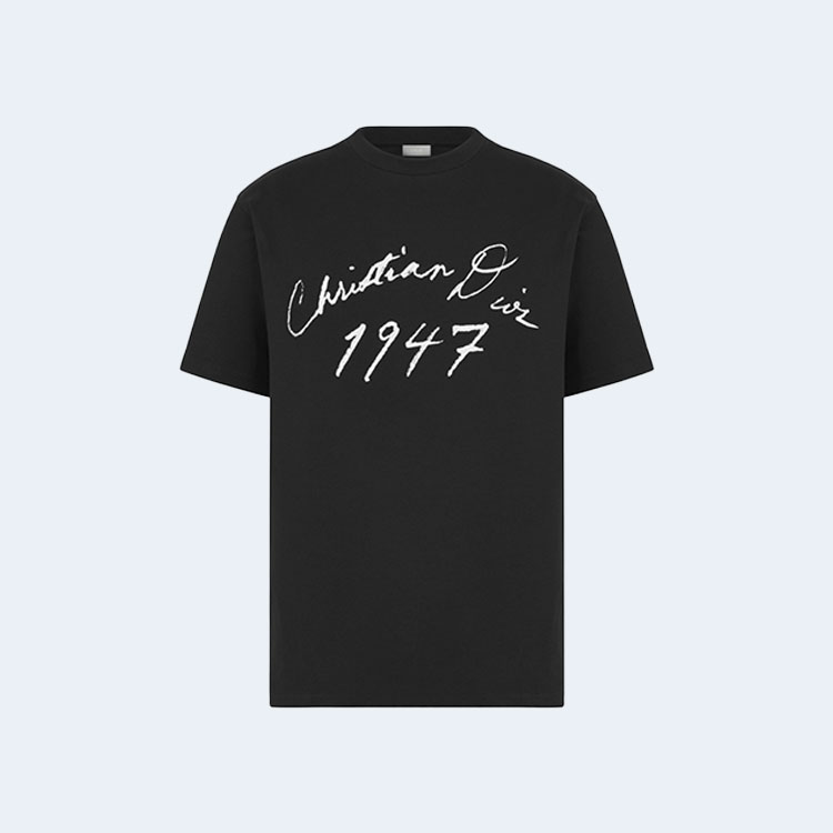 디올 핸드라이팅 캐주얼 핏 티셔츠 블랙
