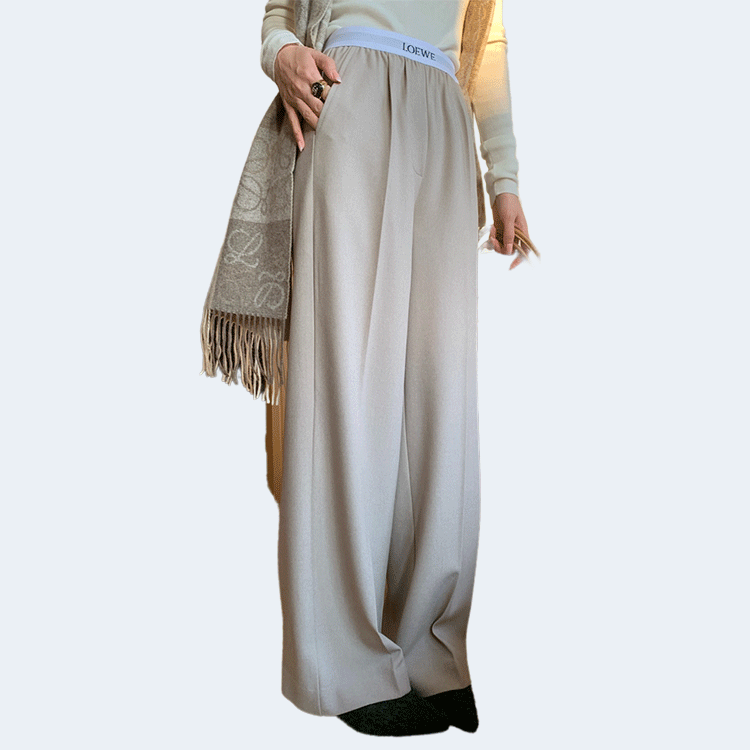 로에베 로고 밴딩 팬츠 베이지