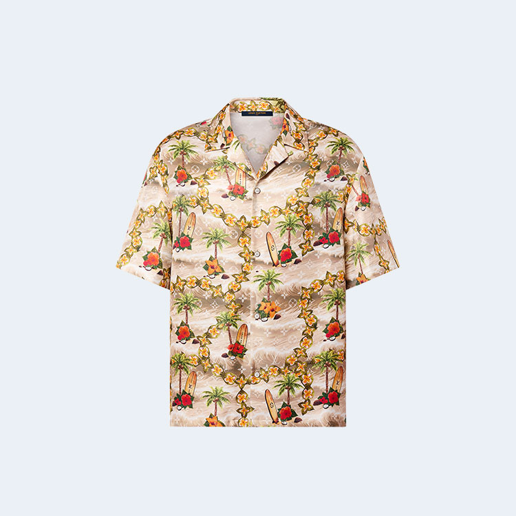 루이비통 모노그램 쇼트 슬리브드 실크 셔츠 1AFQYQ