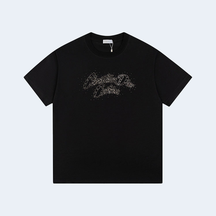 디올 오리지널 다이아몬드 로고 티셔츠 블랙