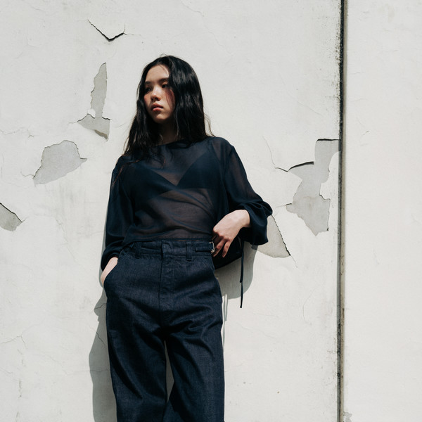 [MONOHA] / ☆ 25SS Cotton denim curve pants / dark navy Cotton denim curve pants (dark navy) : MONOHA