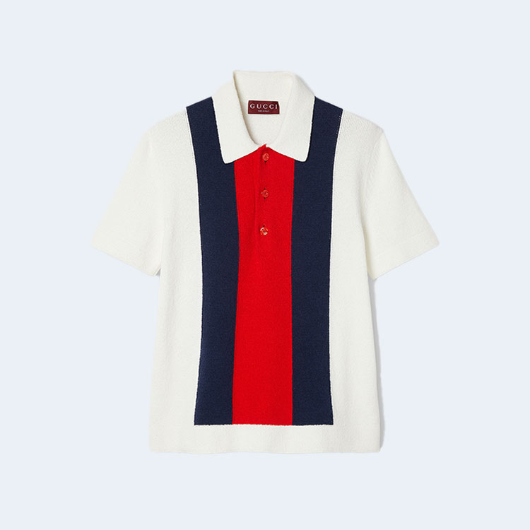 구찌 코튼 테리 니트 폴로 셔츠