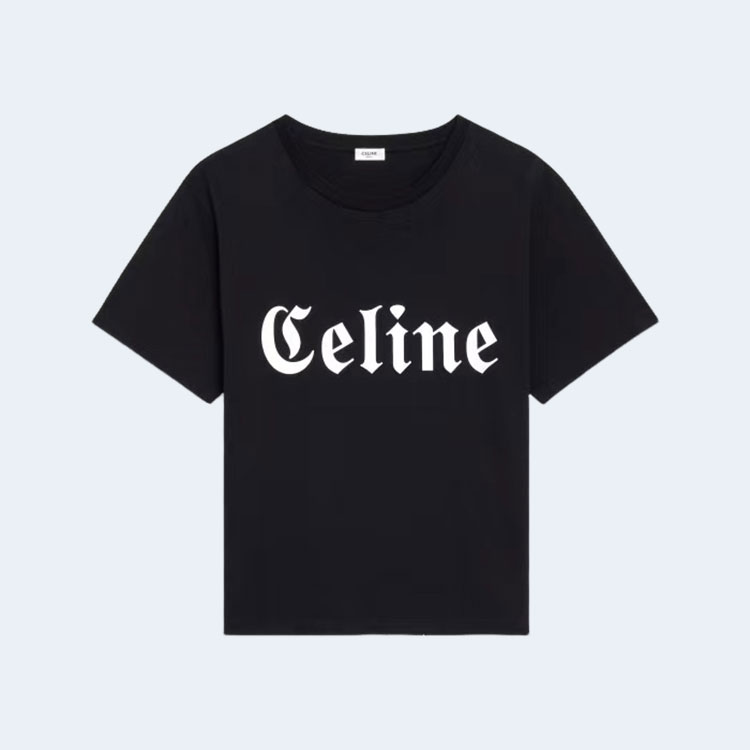 셀린느 고딕 로고 블랙 티셔츠