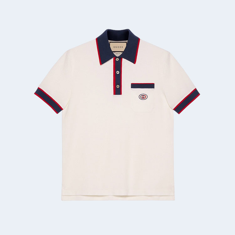 구찌 코튼 피케 인터로킹 G 폴로 셔츠 화이트