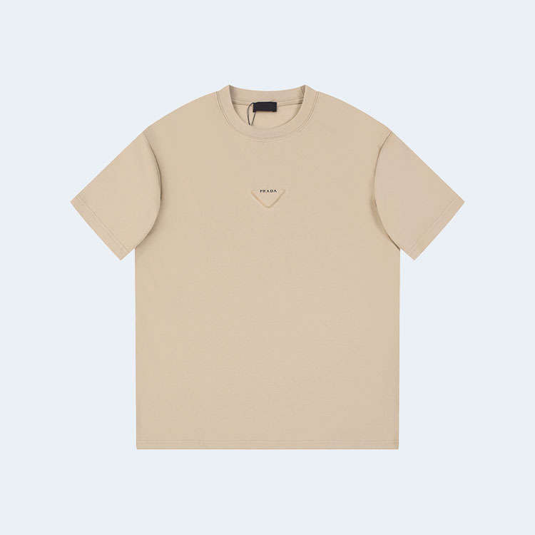 프라다 유니 삼각로고 티셔츠 베이지