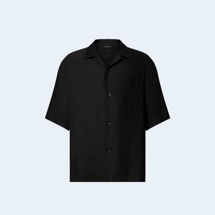 루이비통 실크 블렌드 쇼트 블랙 셔츠 1ABJL4