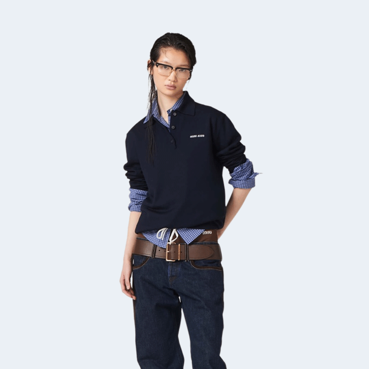 미우미우 울 니트 폴로 셔츠