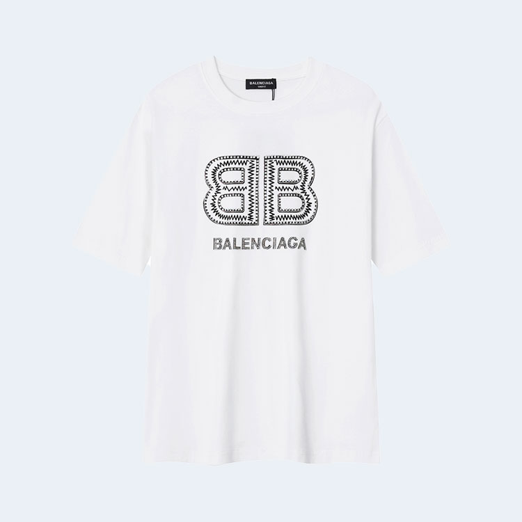 발렌시아가 BB 엠브로이더리 로고 티셔츠 화이트