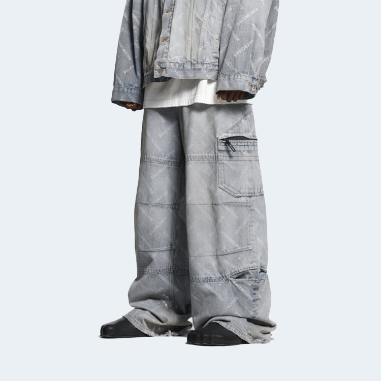 발렌시아가 BAL 다이애그널 올오버 카고 팬츠