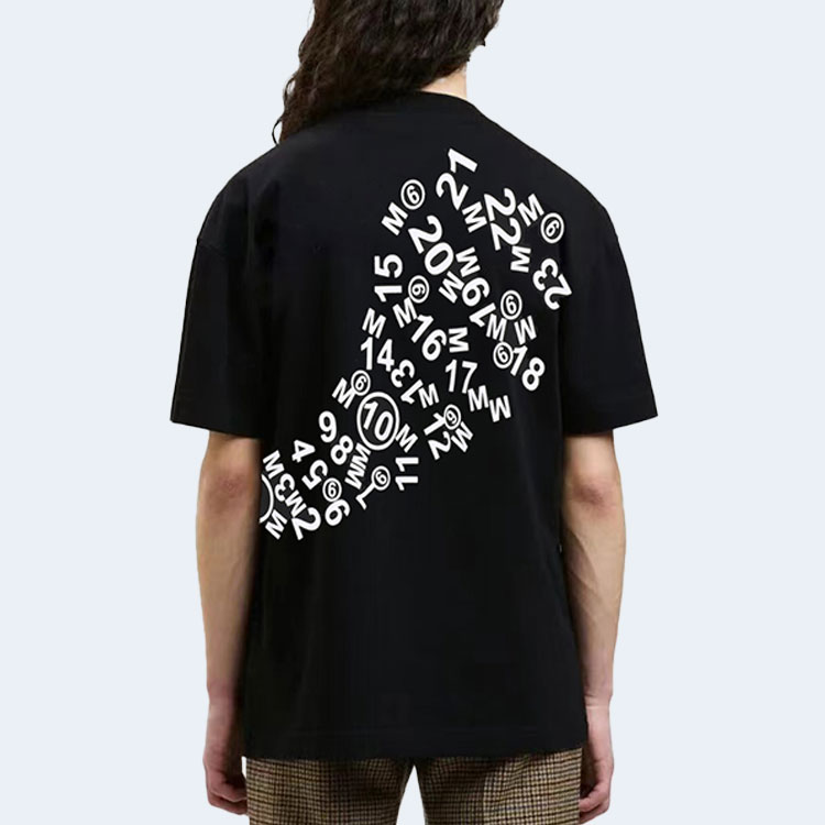 메종 마르지엘라 웨이브 백 로고 티셔츠 블랙