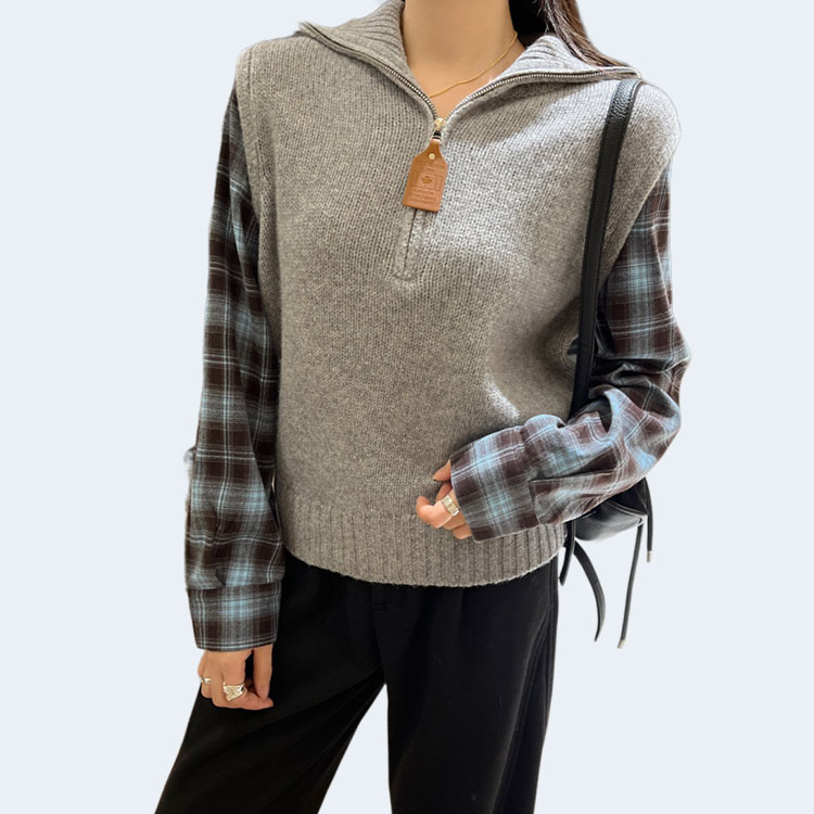 미우미우 반집업 니트 셔츠