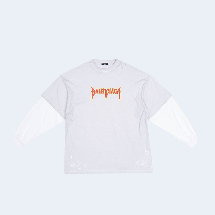 발렌시아가 메탈리카 화이트 티셔츠