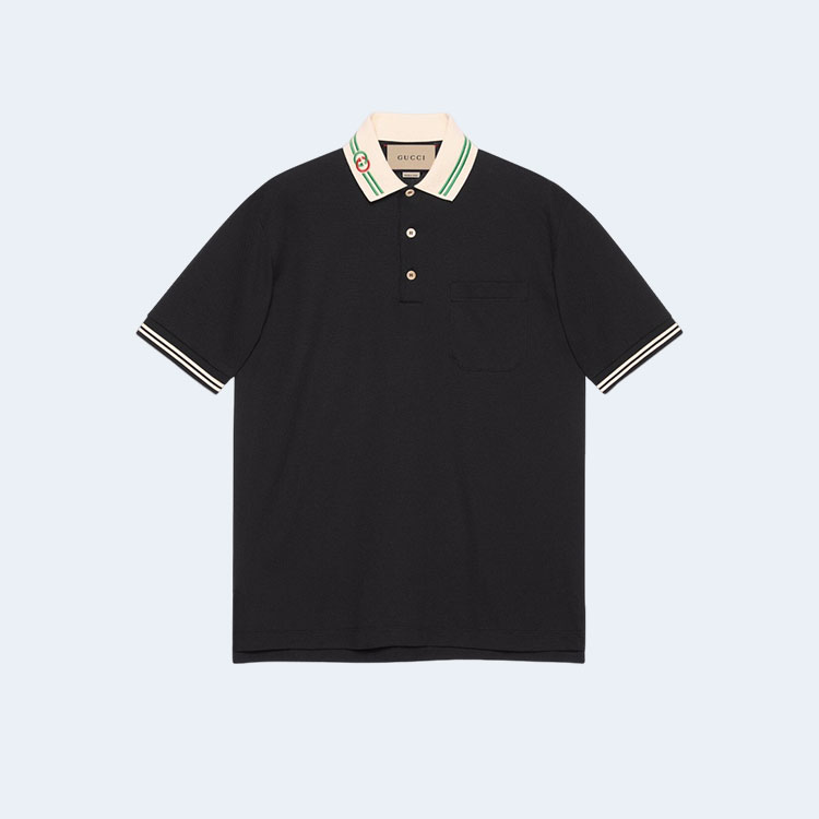 구찌 인터로킹 G 코튼 피케 폴로 셔츠