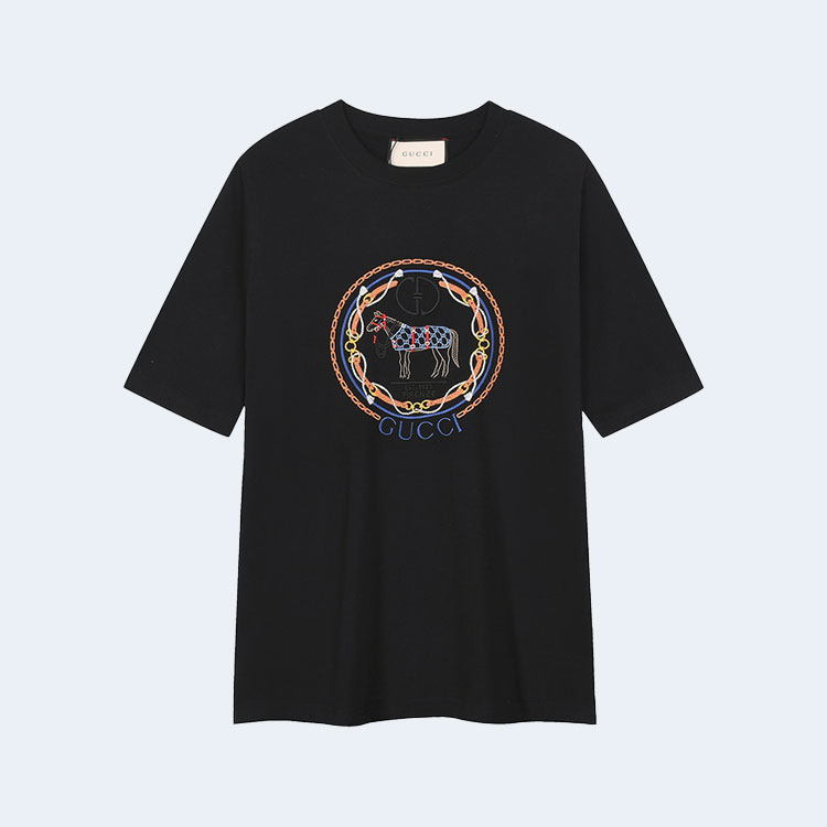 구찌 코튼 저지 프린트 티셔츠 블랙