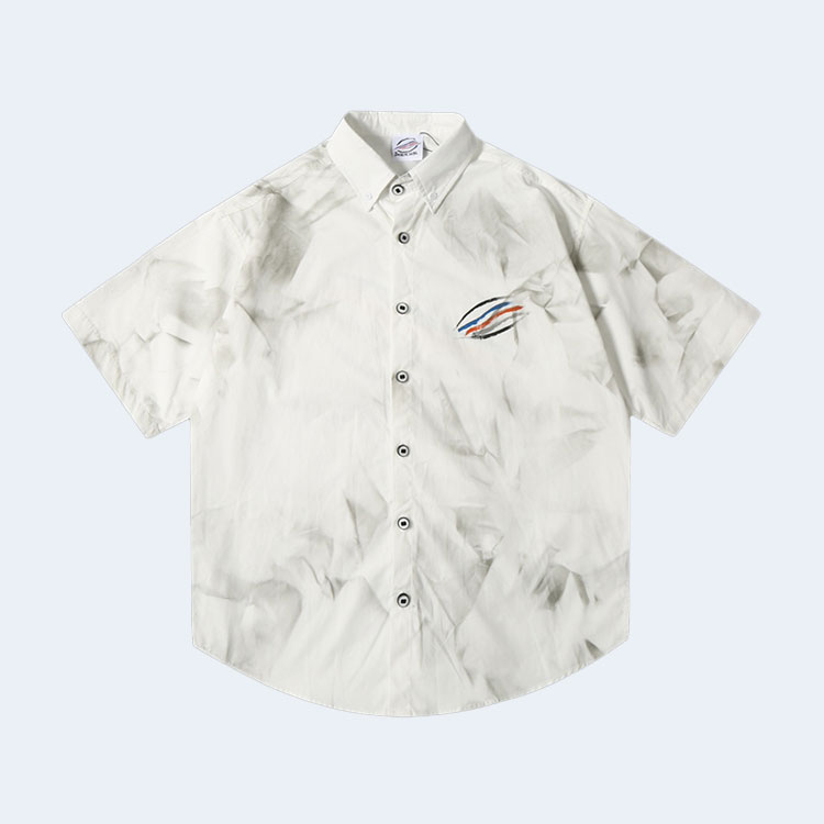 발렌시아가 워싱 더블 쉬폰 반팔 셔츠 화이트