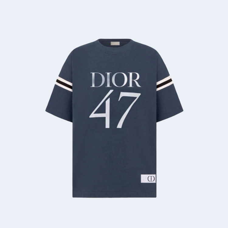 디올 슬러브 코튼 저지 티셔츠 네이비