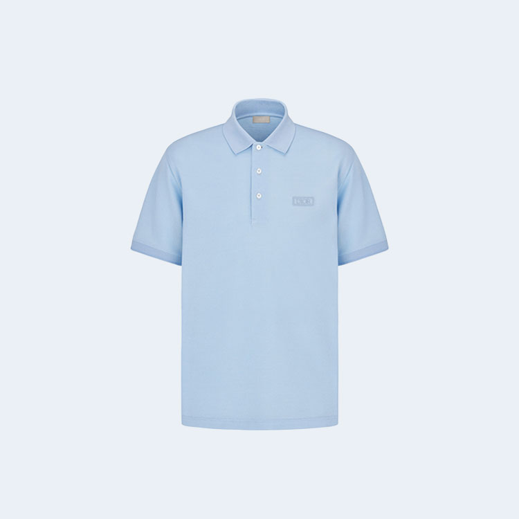 디올 아이콘 블루 코튼 실크 피케 폴로 셔츠
