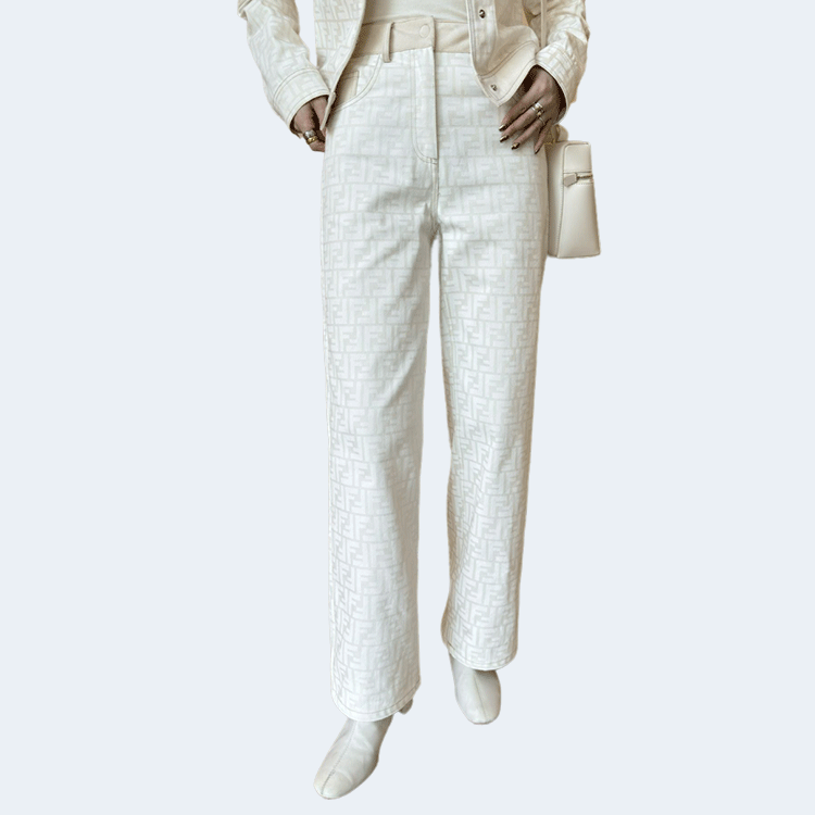 펜디 화이트 FF 데님 팬츠