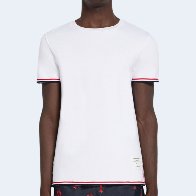 톰브라운 인터락 코튼 티셔츠 화이트