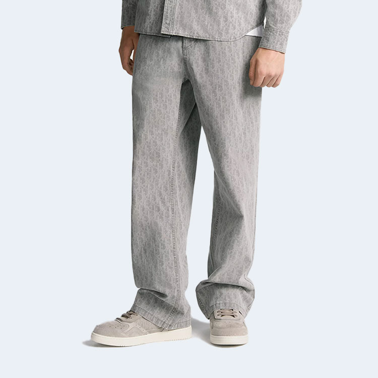 디올 오블리크 코튼 데님 카펜터 진 그레이