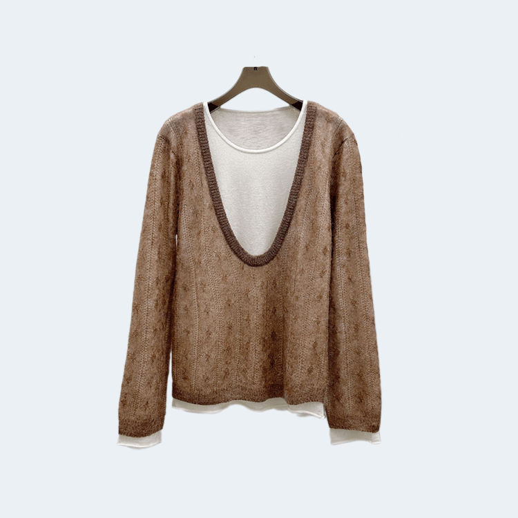 생로랑 시스루 니트 브라운