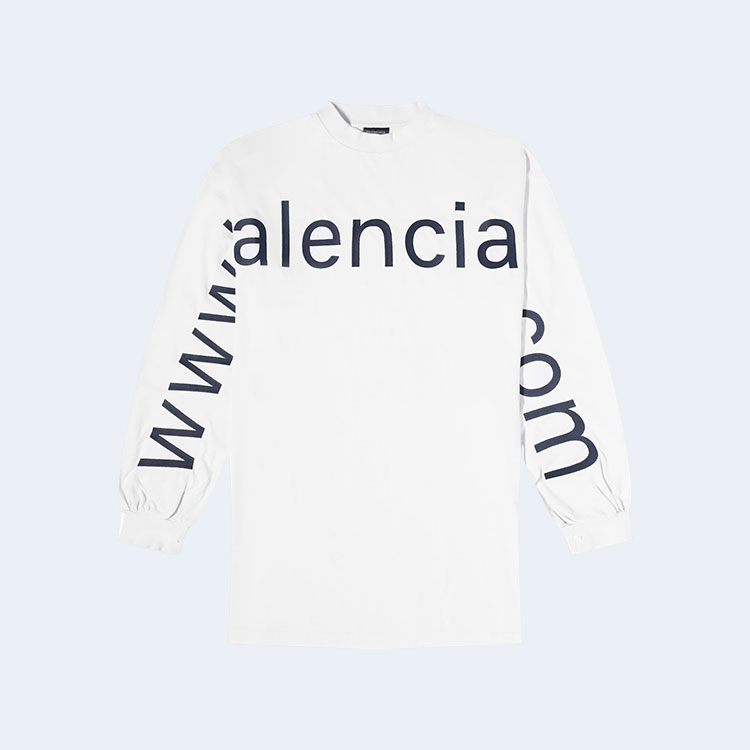 발렌시아가 롱 슬리브 닷 컴 티셔츠