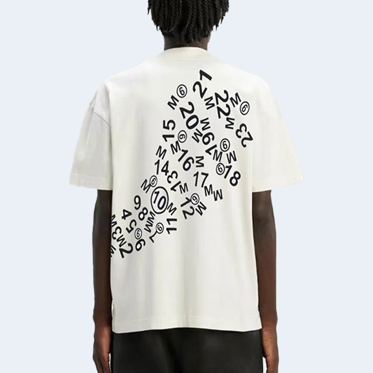 메종 마르지엘라 웨이브 백 로고 티셔츠 화이트