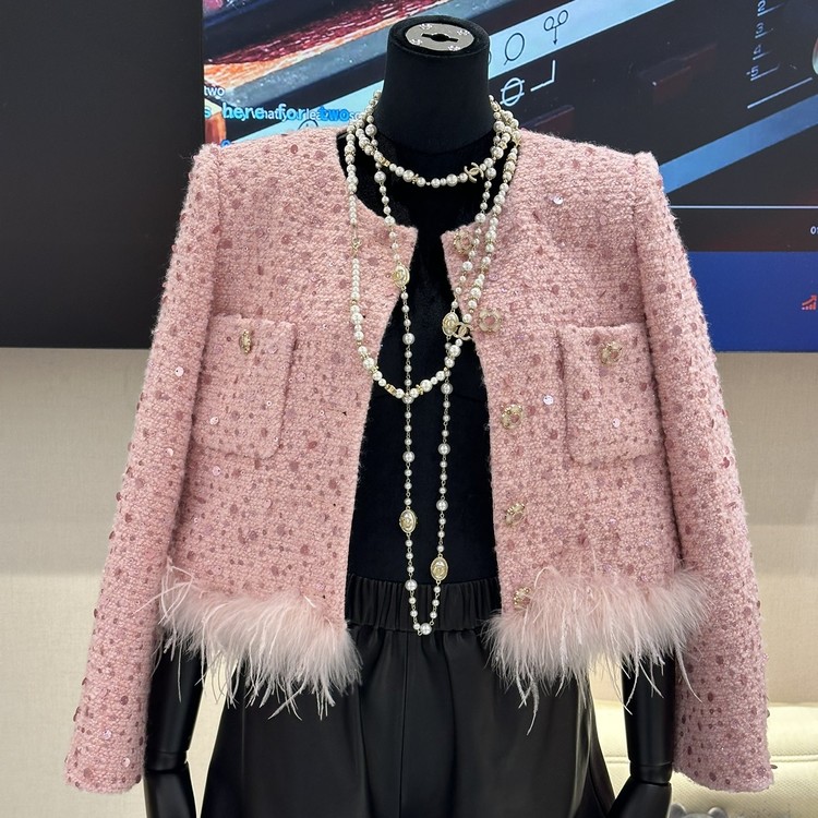 샤넬 믹스드 코튼 울 트위드 퍼 자켓