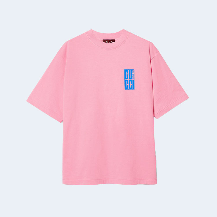 구찌 프린트 코튼 저지 티셔츠