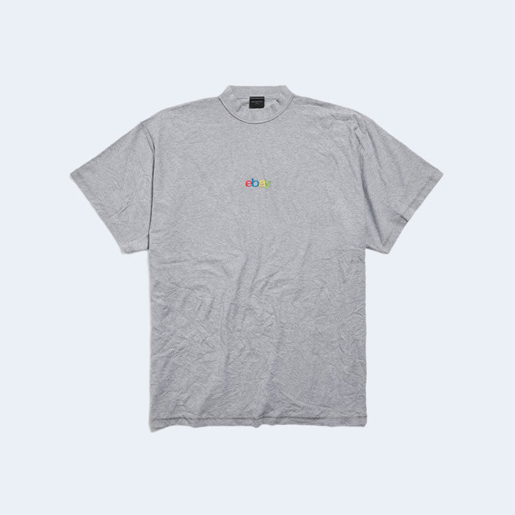 발렌시아가 이베이 인사이드 아웃 오버사이즈 티셔츠 그레이 & 실버