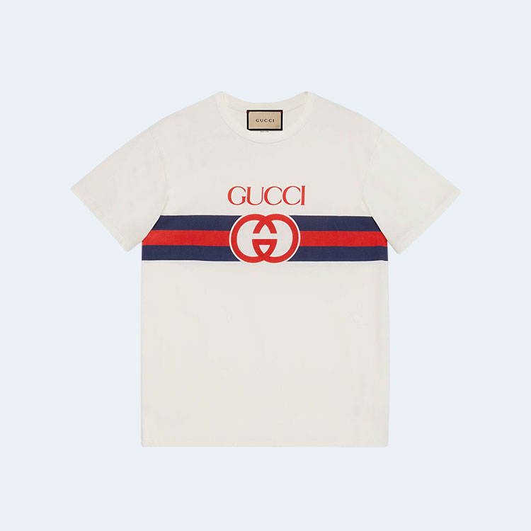 구찌 부띠크 로고 화이트 티셔츠