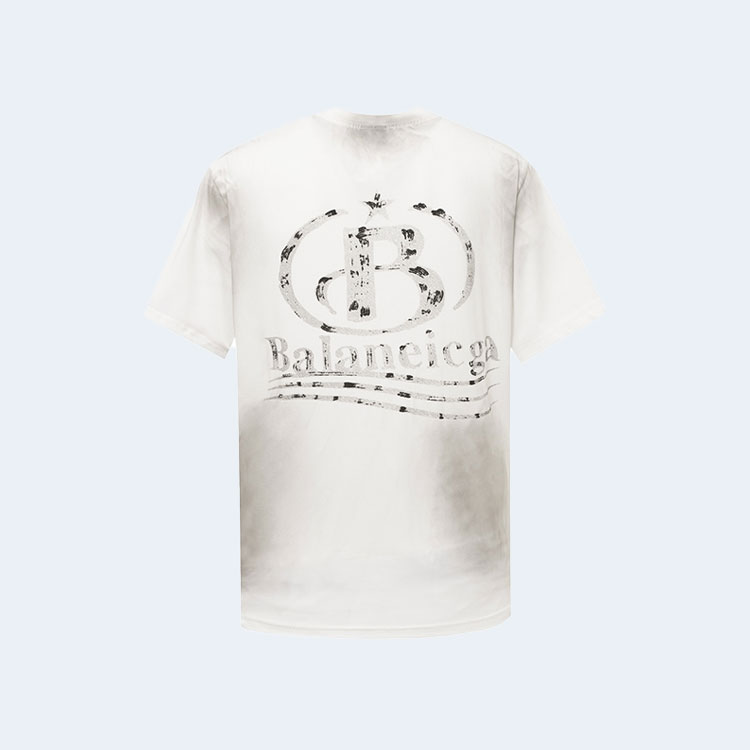 발렌시아가 클래식 워싱 프린트 티셔츠 화이트