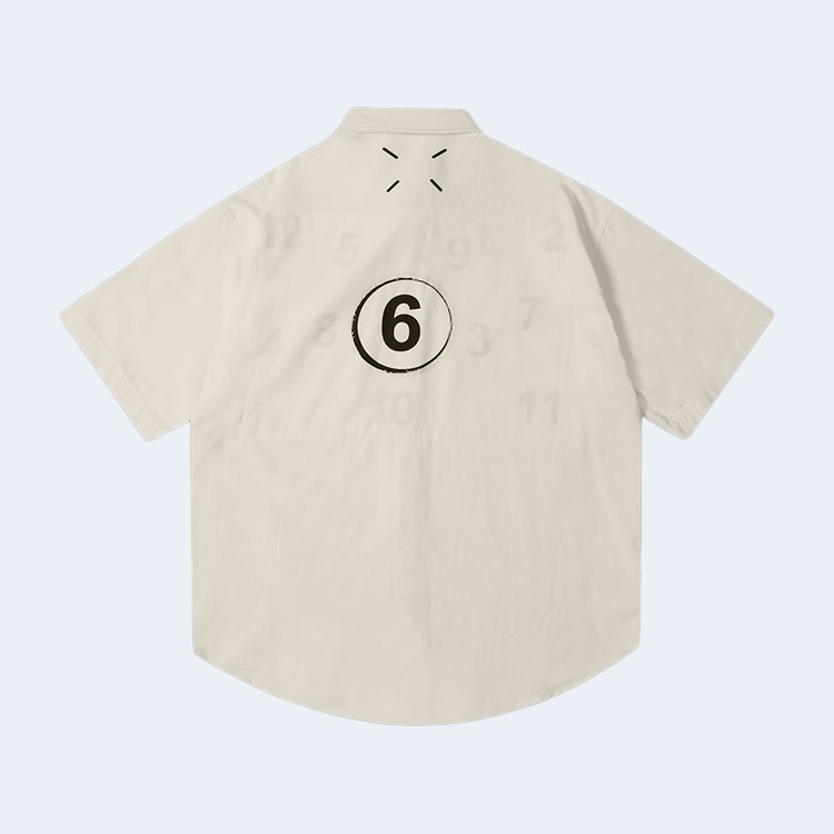 메종 마르지엘라 홀 워싱 포켓 셔츠 베이지