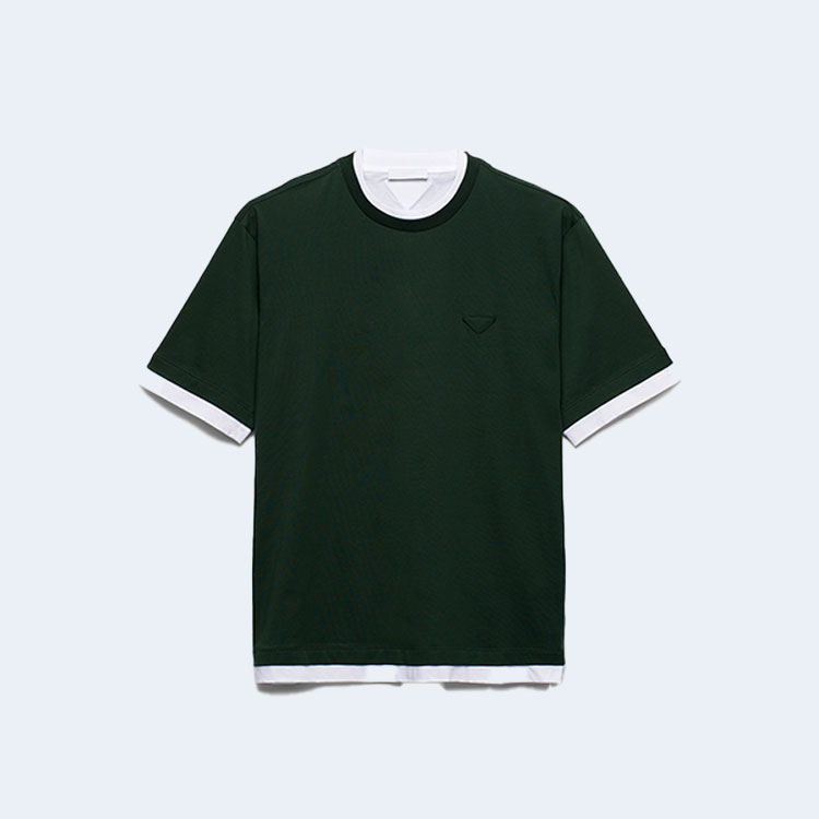 프라다 퍼 그린 코튼 티셔츠