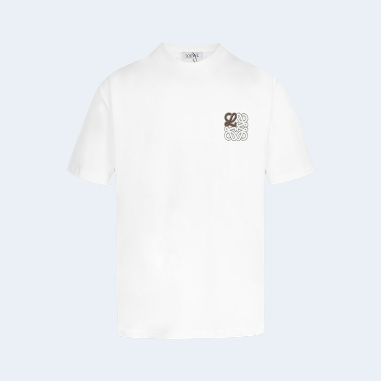 로에베 애너그램 투톤 로고 코튼 티셔츠 화이트