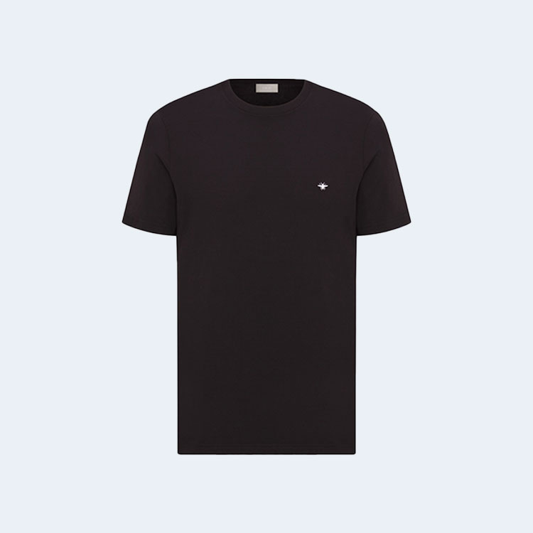 디올 꿀벌 자수 블랙 코튼 저지 티셔츠