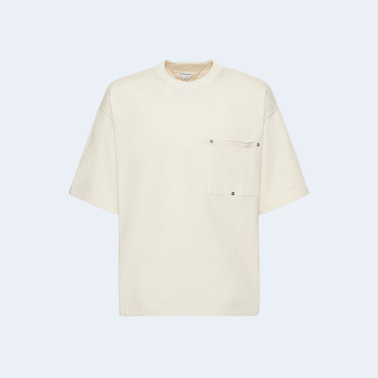 보테가 베네타 헤비 저지 리벳 포켓 티셔츠 화이트