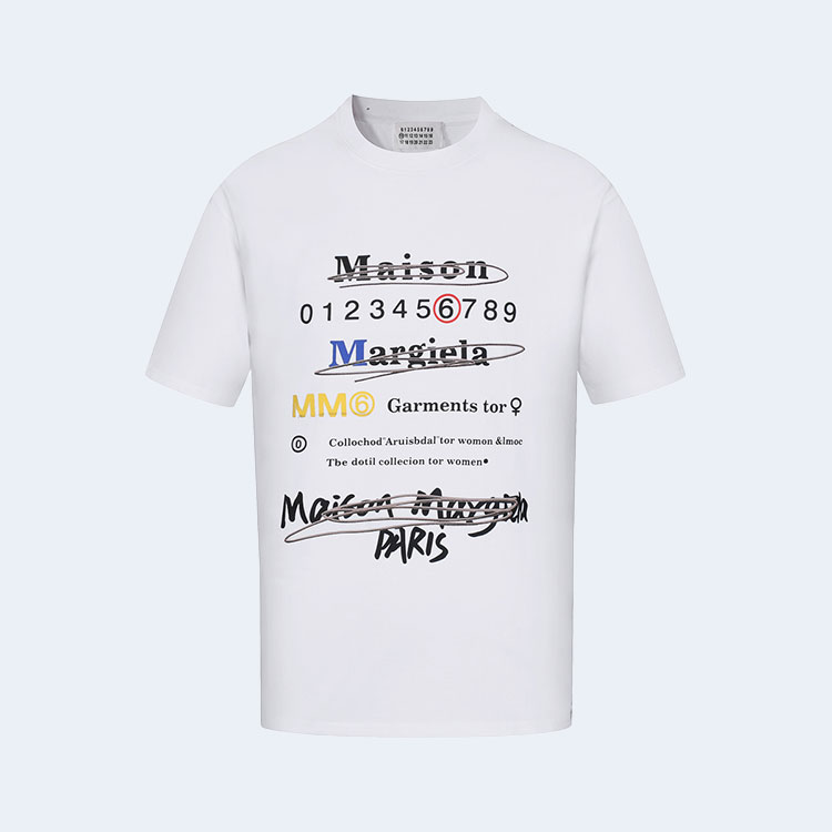 메종 마르지엘라 멀티 컬러 로고 티셔츠 화이트