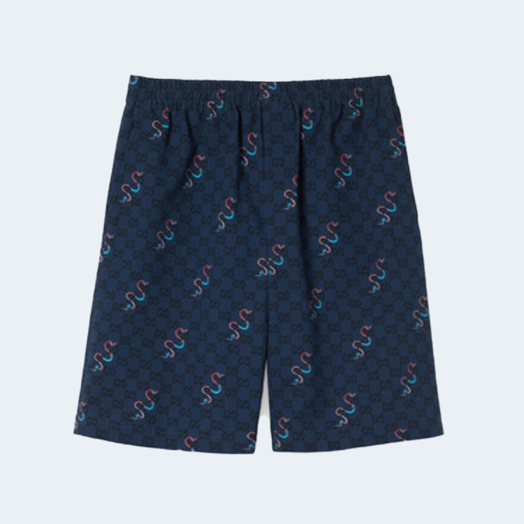 구찌 프린트 코튼 립스톱 쇼츠