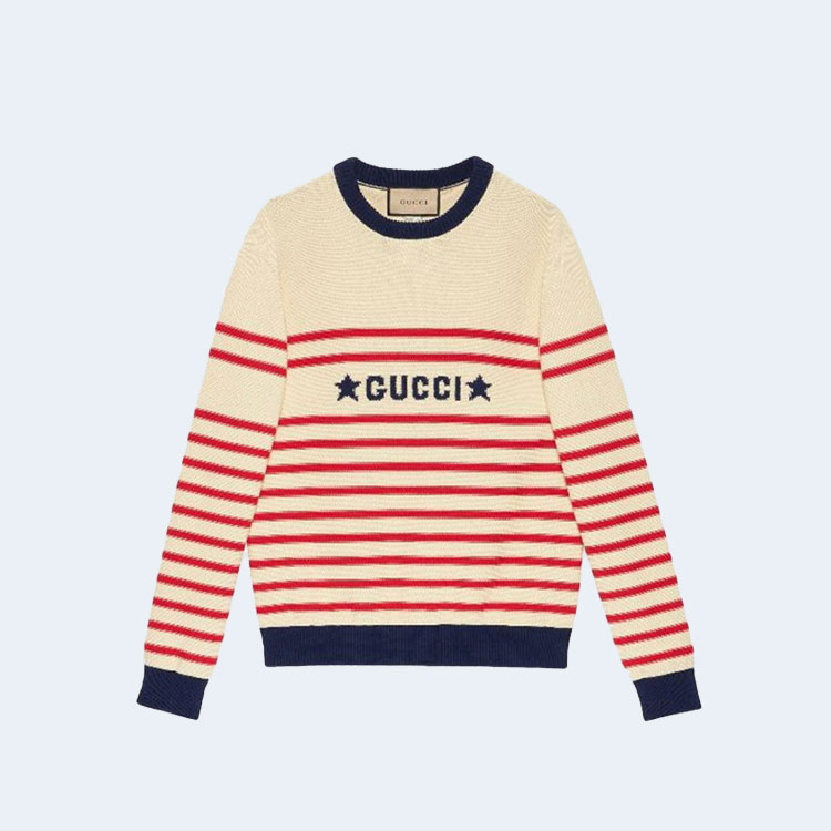 구찌 스타 로고 스트라이프 니트
