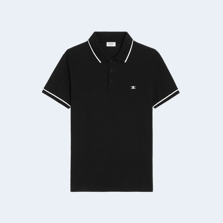 셀린느 코튼 피케 클래식 폴로 셔츠 블랙