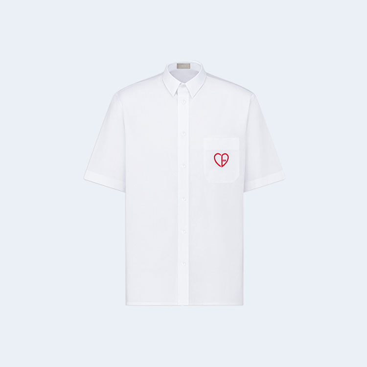 디올 CD 하트 자수 반소매 셔츠