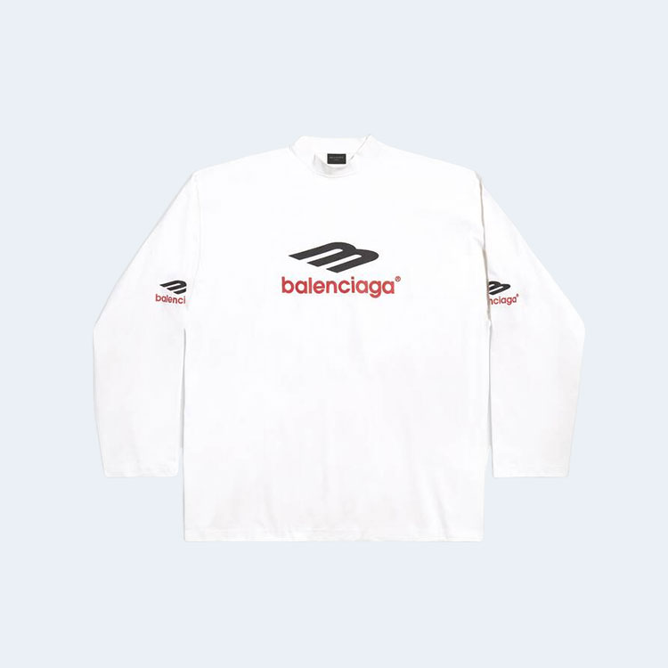 발렌시아가 3B 스포츠 롱 슬리브 티셔츠 화이트