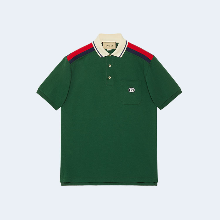 구찌 GG 크로스 코튼 폴로 셔츠 그린