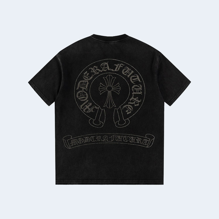 크롬하츠 스컬 큐빅 포켓 티셔츠 블랙
